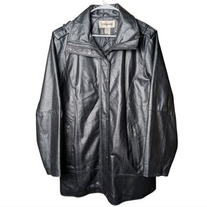 Veranesi Black Leather Women's 18W Coat Jacket Excellent Condition 90s